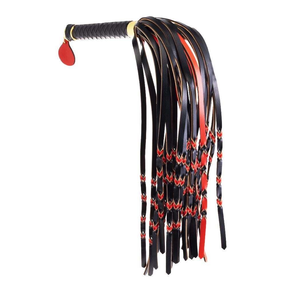 Флоггер LOCKINK SEVANDA & Braided Tail Flogger, красно-черный, хвосты с узелками