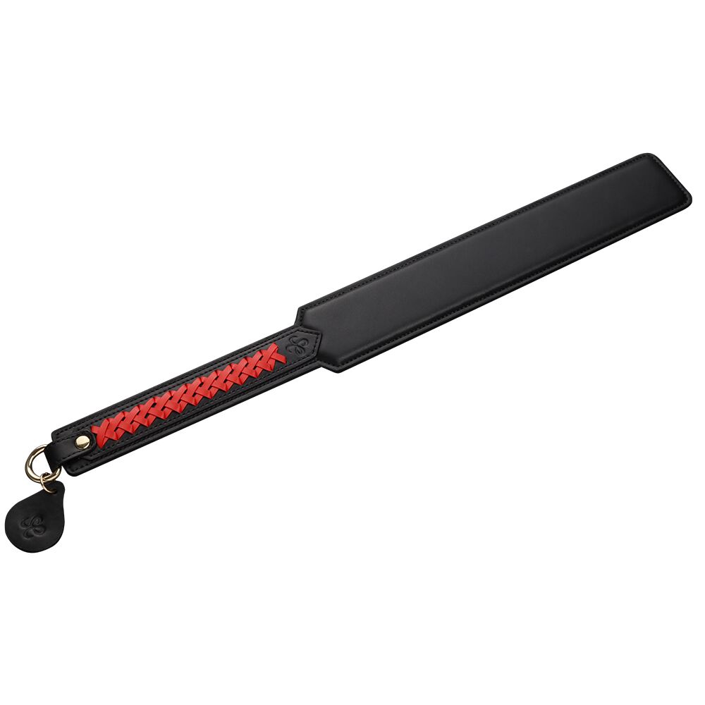 Паддл LOCKINK SEVANDA Braided-handle Spanking Paddle, черно-красный, гладкий, с плетением на ручке