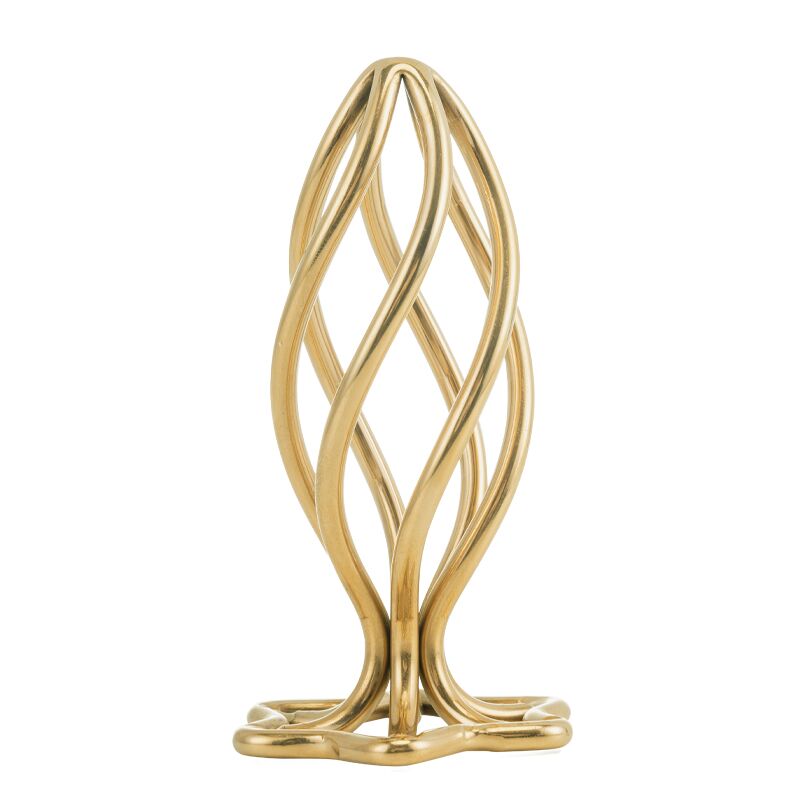 Металева анальна пробка LOCKINK SEVANDA Hollow Spiral Golden, золотиста, діаметр 3,9 см