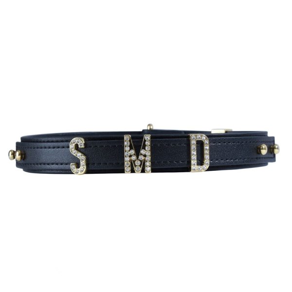 Нашийник LOCKINK Dark DIY Alphabet Collar, штучна шкіра, букви зі стразами
