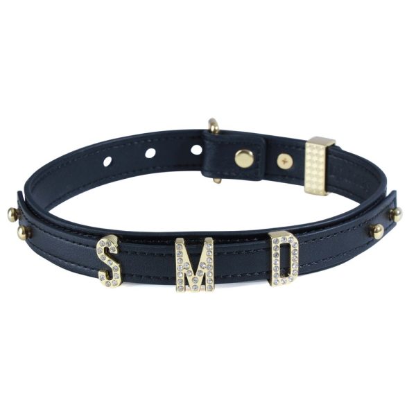 Нашийник LOCKINK Dark DIY Alphabet Collar, штучна шкіра, букви зі стразами