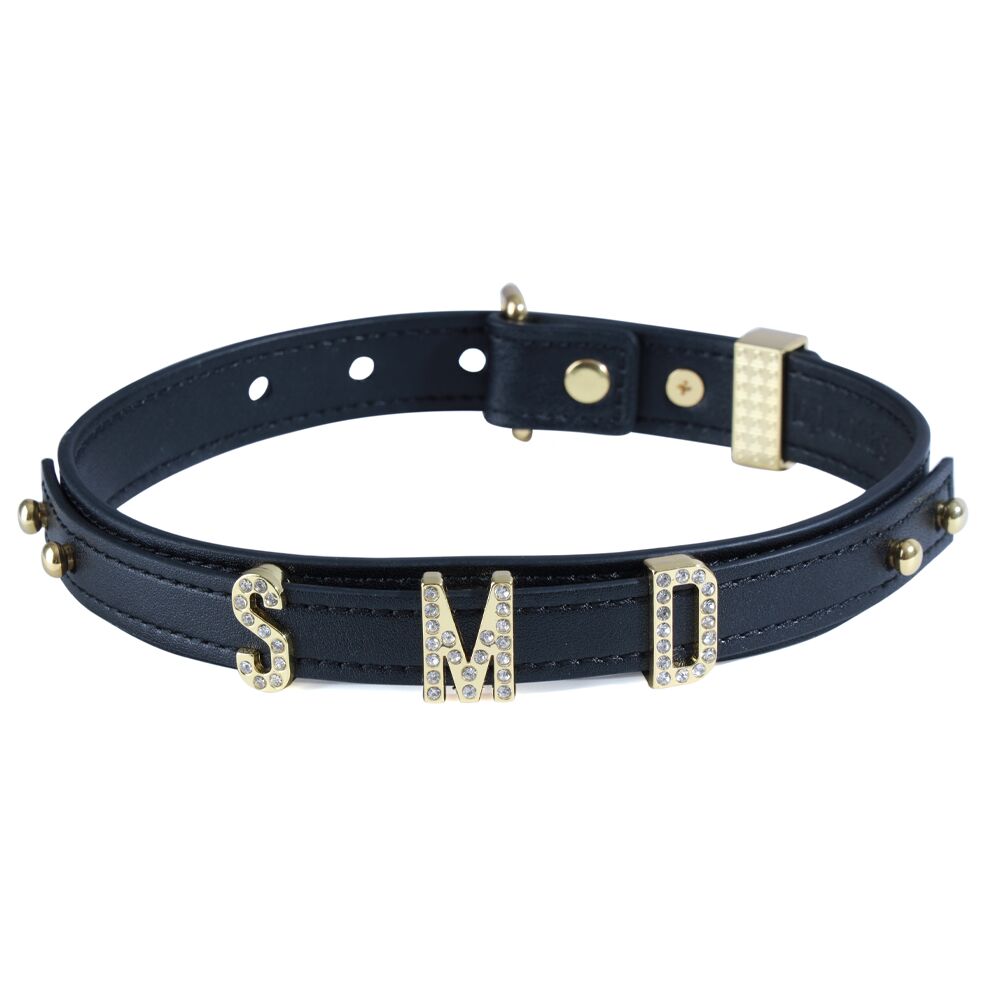 Нашийник LOCKINK Dark DIY Alphabet Collar, штучна шкіра, букви зі стразами