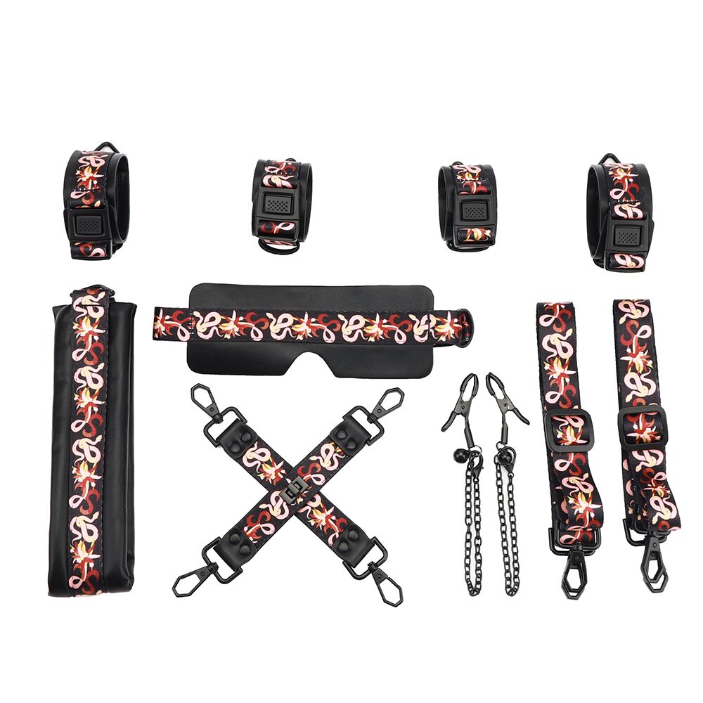 БДСМ-набір LOCKINK The Flowering Serpent Bondage Set, з малюнком у вигляді змій, 7 предметів
