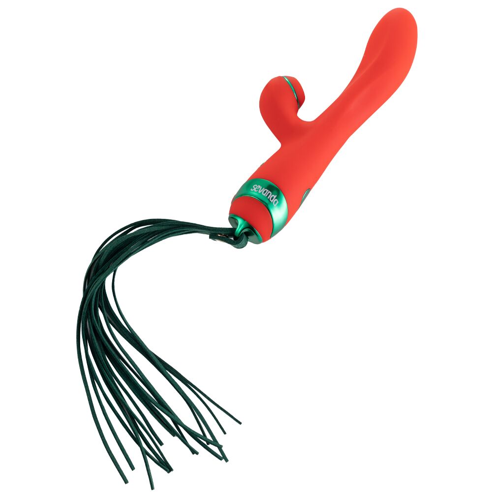 Вібратор-кролик з пульсацією та флогером LOCKINK SEVANDA Whip Vibrating Massage Wand, червоно