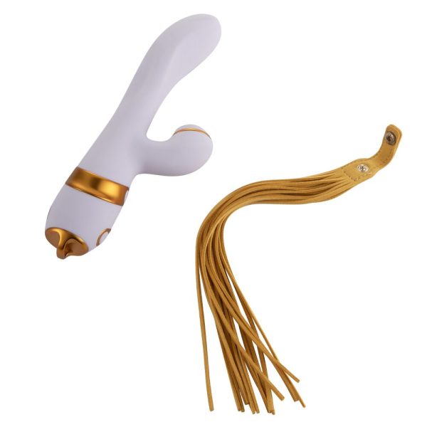Вібратор-кролик з пульсацією та флогером LOCKINK SEVANDA Whip Vibrating Massage Wand, біло