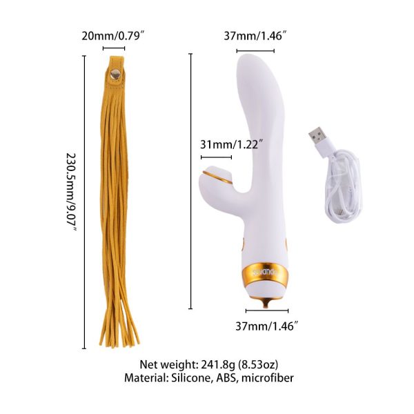 Вібратор-кролик з пульсацією та флогером LOCKINK SEVANDA Whip Vibrating Massage Wand, біло