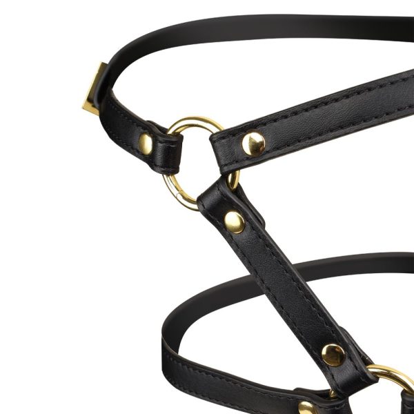 Маска-збруя для мінету LOCKINK SEVANDA Blowjob Head Harness, чорна, з м’якою вставкою у вигляді губ