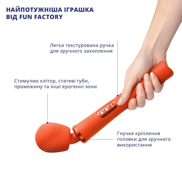 Вибромассажер Fun Factory VIM Vibrating Wand sunrise супермощный и легкий, до 6 часов работы