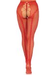 Стрип-колготки Leg Avenue Crotchless Net Tights with Heart Backseam, червоні, з доступом