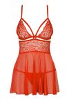 Бебі-дол Obsessive 838-BAB-3 babydoll & thong, 2XL/3XL, мереживний ліф, стрінги в комплекті