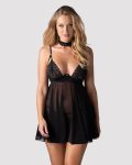 Бебі-дол Obsessive Donarella babydoll & thong, мереживний ліф, чокер та стрінги в комплекті