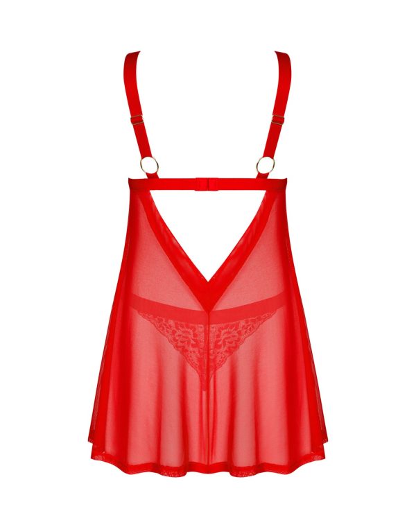 Бебі-дол Obsessive Elianes babydoll & thong, , мереживний ліф, трусики-танга в наборі