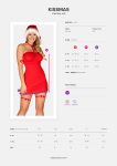 Новорічна сорочка Obsessive Kissmas chemise, червона, чокер, гартери та шапочка з помпоном
