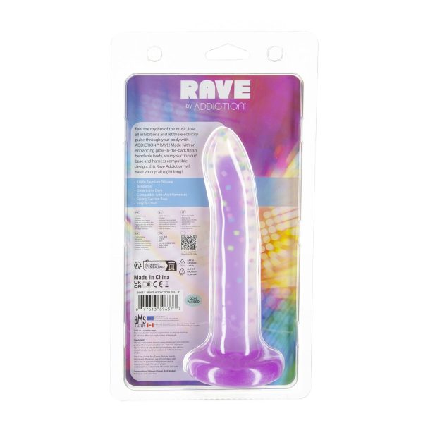 Светящийся в темноте фаллоимитатор ADDICTION Rave 8″ Glow in the Dark Dildo Confetti 20,3 см