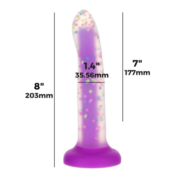 Светящийся в темноте фаллоимитатор ADDICTION Rave 8″ Glow in the Dark Dildo Confetti 20,3 см
