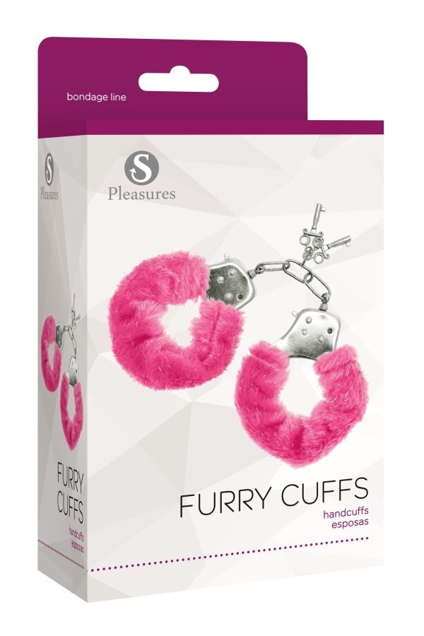 Наручники Pleasures Furry Cuffs з пухнастим оздобленням, 2 ключі в комплекті