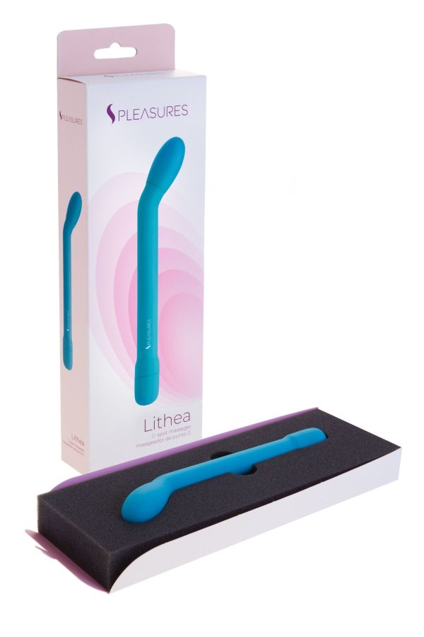 Тонкий вибратор для точки G Pleasures Lithea Turqouise, 7 режимов