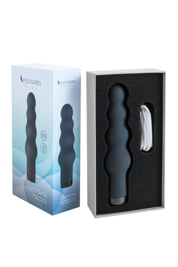 Вібратор Pleasures Bullets Obsidian, у вигляді ряду кульок, 10 режимів, діаметр 4 см