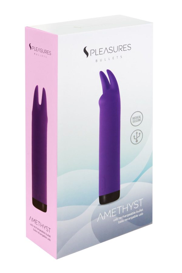 Вібратор Pleasures Bullets Amethyst, з двома відростками, 10 режимів, діаметр 2,8 см