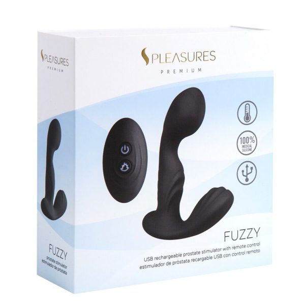 Вибромассажер простаты Pleasures Premium FUZZY, бирюзовый, с рельефом, 10 режимов вибрации