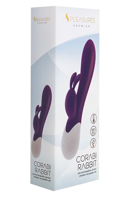 Вібратор-кролик Pleasures Premium Corabi Rabbit, вушка для клітора, 16 режимів, нагрів