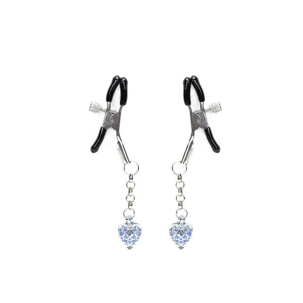 Затискачі для сосків із сердечком Liebe Seele Glow-in-dark Nipple Clamps світяться в темряві