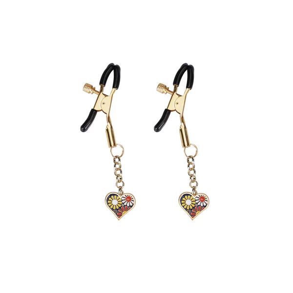 Зажимы для сосков с подвеской Liebe Seele Nipple Clamps Heart-shaped Flowers on