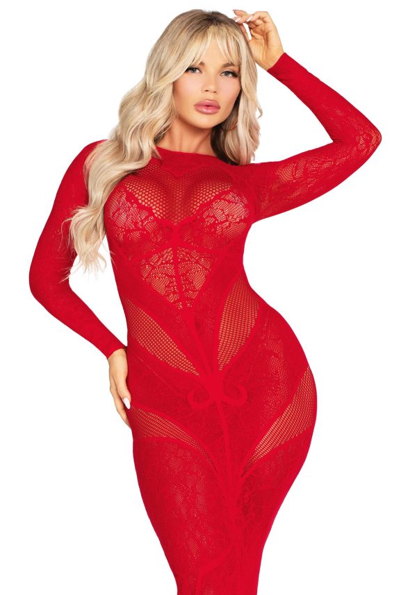 Сукня з довгим рукавом Leg Avenue Lace and Net Bodycon Gown