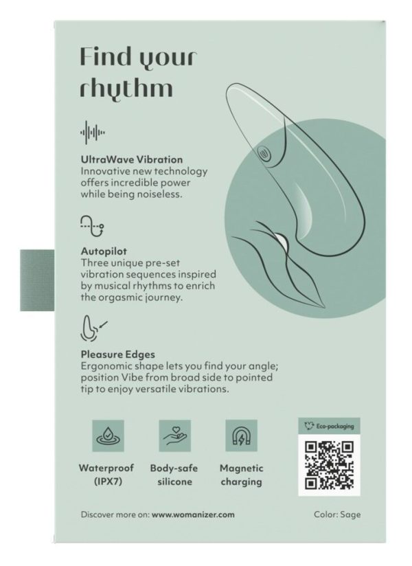 Мини-вибратор Womanizer Vibe Sage, 3 авторежима + 10 уровней интенсивности