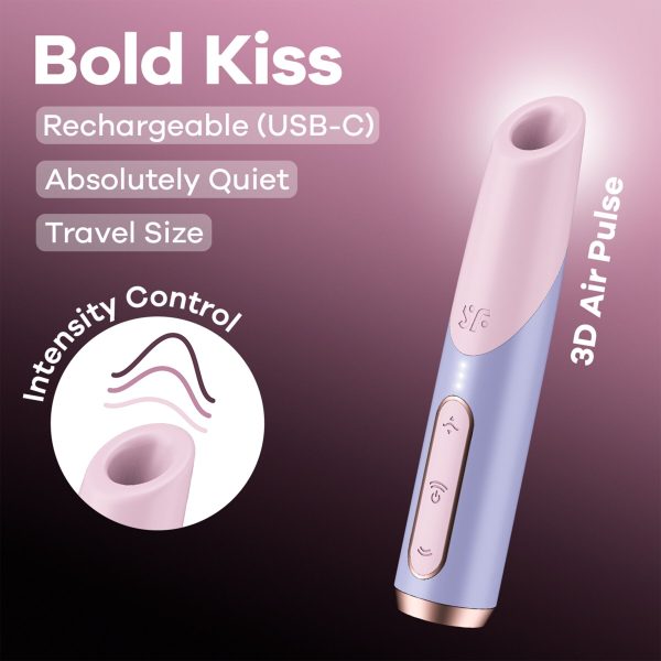 Вакуумний стимулятор Satisfyer Bold Kiss магнітна технологія 3D Air Pulse, 30 режимів роботи