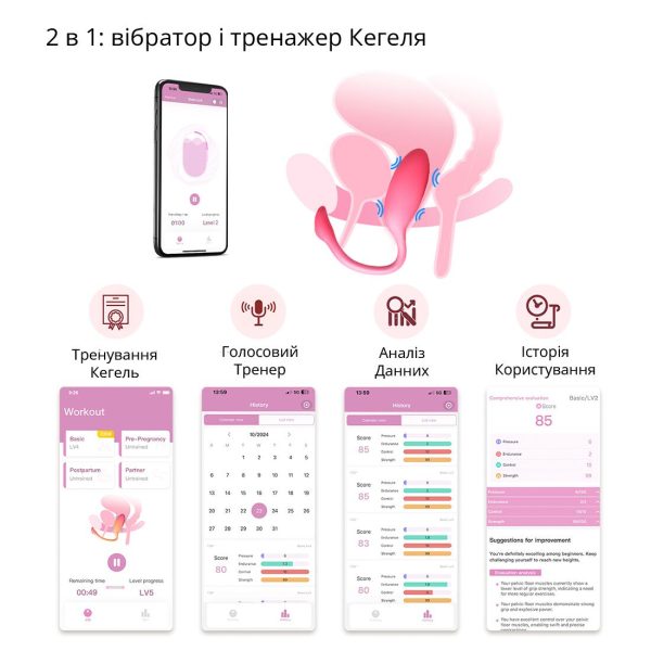 Смарт-віброяйце Magic Motion Flamingo Max 2 в 1: віброяйце та тренажер Кегеля, 10 режимів