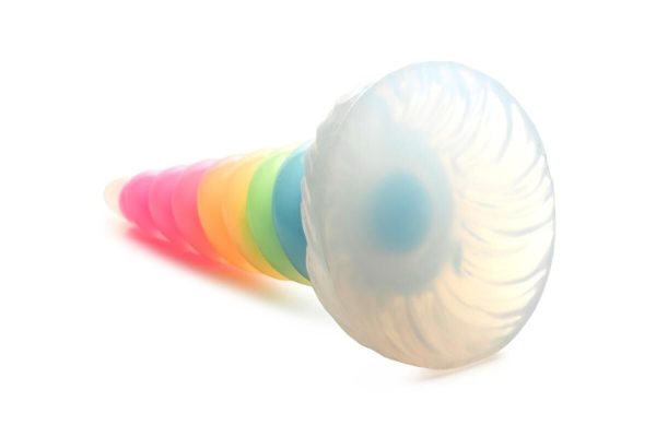 Фэнтезийный фаллоимитатор Creature Cocks Luminescent Rainbow Silicone Dildo, светится в темноте, 19,6 см