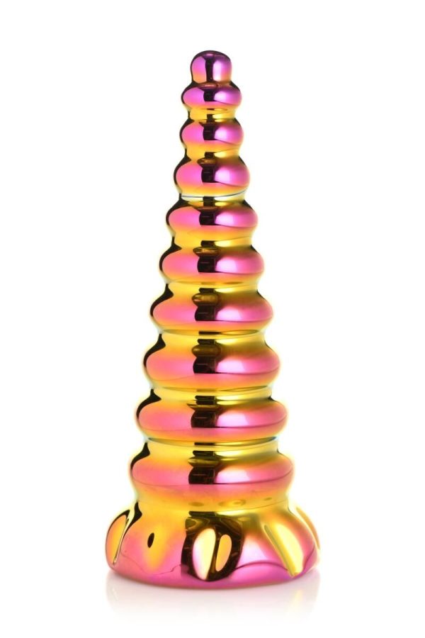 Фэнтезийный стеклянный фаллоимитатор Creature Cocks Twilight Rainbow Glass Dildo, 16 см