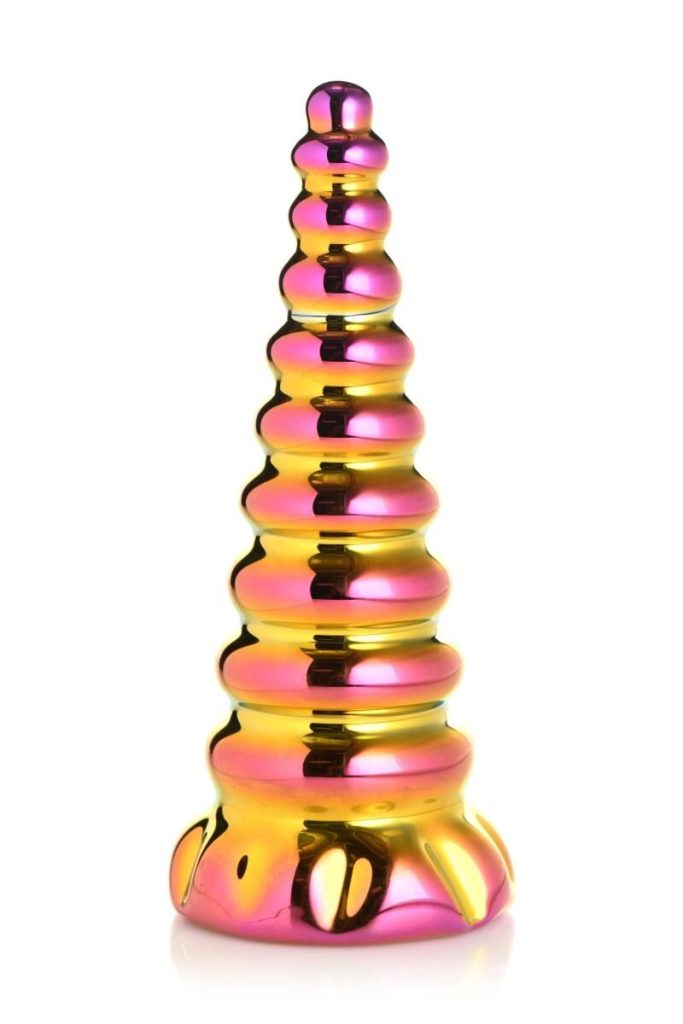 Фэнтезийный стеклянный фаллоимитатор Creature Cocks Twilight Rainbow Glass Dildo, 16 см