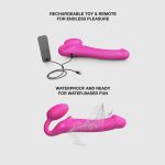 Безремневой страпон с вибрацией Strap-On-Me Vibrating Fuchsia диаметр 3,8 см, пульт ДУ, регулируемый