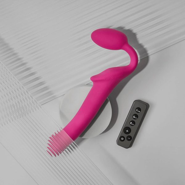 Безремінний страпон з вібрацією Strap-On-Me Vibrating Fuchsia діаметр 3,7см, пульт ДК, регульований