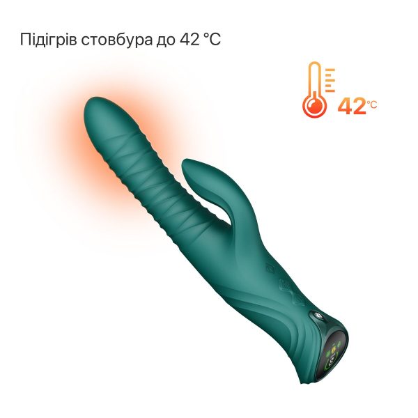 Смарт пульсатор-кролик з вібрацією Zalo Mose 2 Green, підігрів до 42 °C, кристал Swarovski