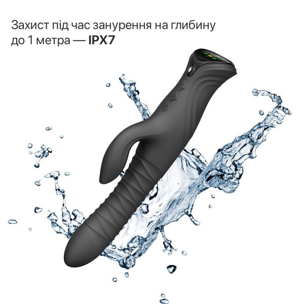 Смарт пульсатор-кролик с вибрацией Zalo Mose 2 Obsidian подогрев до 42 °C, кристалл Swarovski