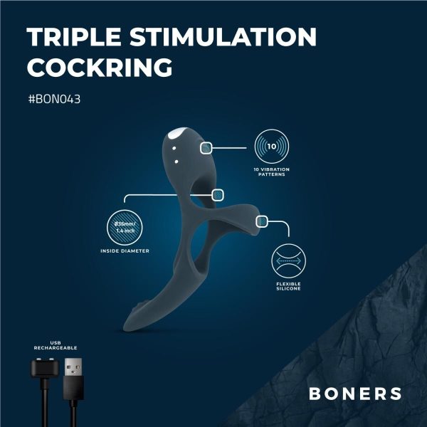 Эрекционное кольцо Boners Triple Cockring