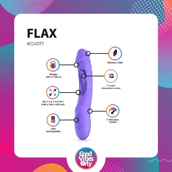 Вібратор точки G з вагінальним відростком Good Vibes Only – Flax Vibrating Dildo with G-Spot Stimulator