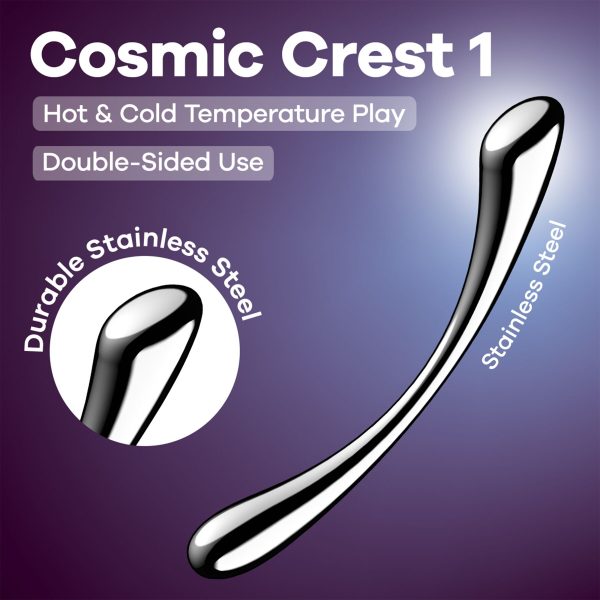 Металлический дилдо Satisfyer Cosmic Crest 1, двусторонний, можно нагревать и охлаждать