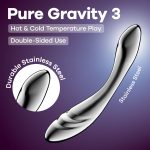 Металлический дилдо Satisfyer Pure Gravity 3, двусторонний, можно нагревать и охлаждать, очень тяжелый