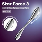 Металлический дилдо Satisfyer Star Force 3, двусторонний, можно нагревать и охлаждать, очень тяжелый