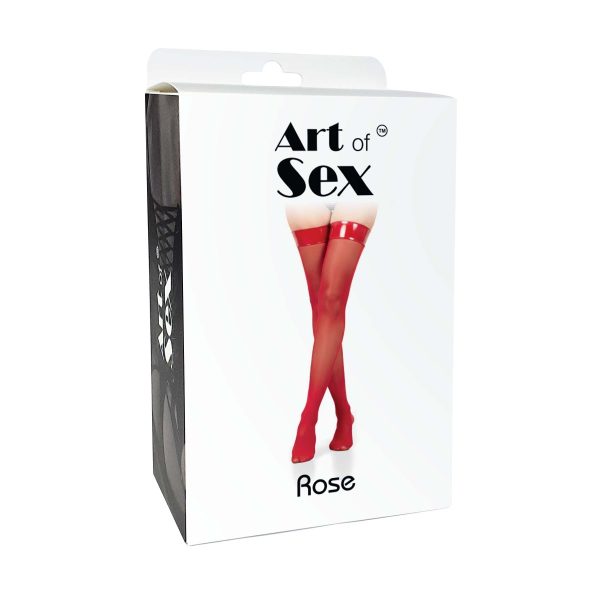 Панчохи в дрібну сітку з коронкою Art of Sex - Rose, колір з ефектом мокрого оксамиту, М