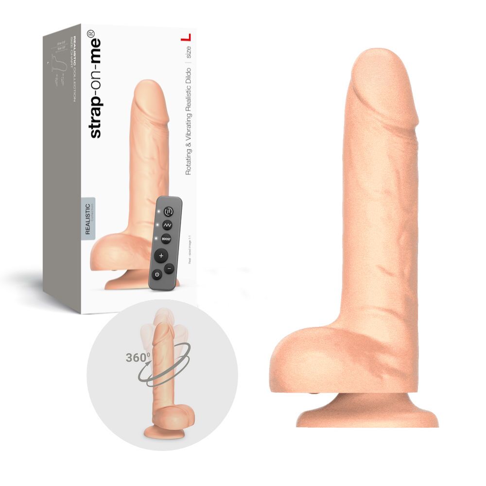 Фалоімітатор з вібрацією і ротацією Strap-On-Me Rotating & Vibrating Realistic Dildo - - Vanilla