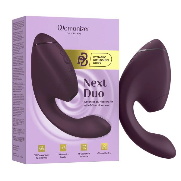 Двойной вакуумный клиторальный стимулятор с вибрацией Womanizer Next Duo - Dark