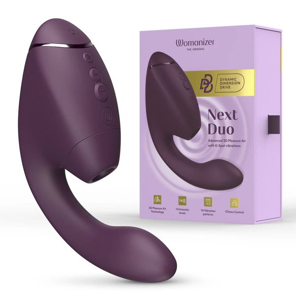 Двойной вакуумный клиторальный стимулятор с вибрацией Womanizer Next Duo - Dark