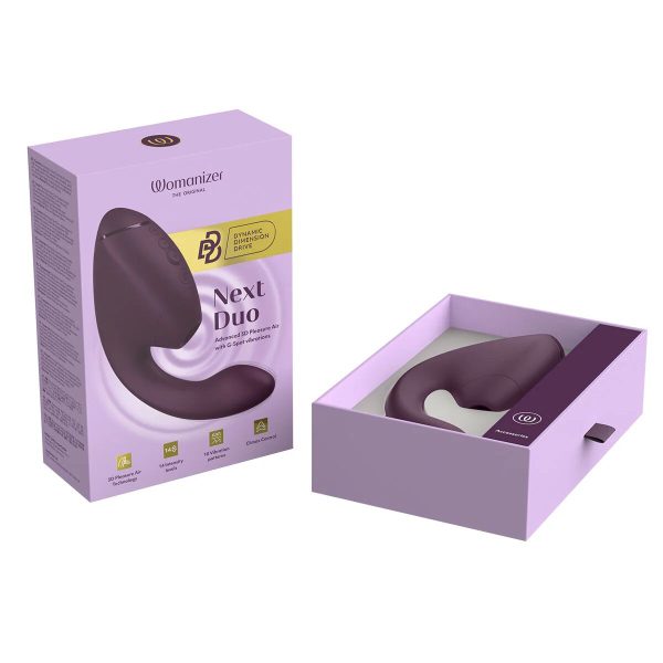 Двойной вакуумный клиторальный стимулятор с вибрацией Womanizer Next Duo - Dark