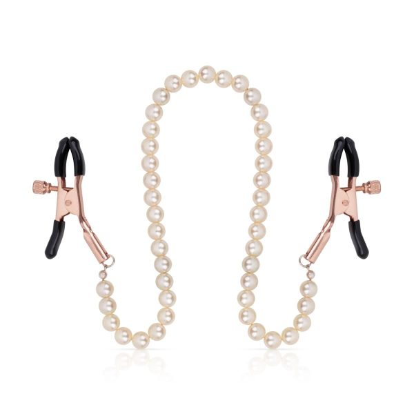 Затискачі для сосків з перлинним ланцюжком Rosy - Nipple Clamps Pearls