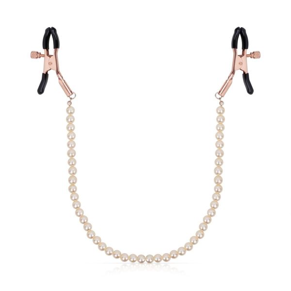 Затискачі для сосків з перлинним ланцюжком Rosy - Nipple Clamps Pearls